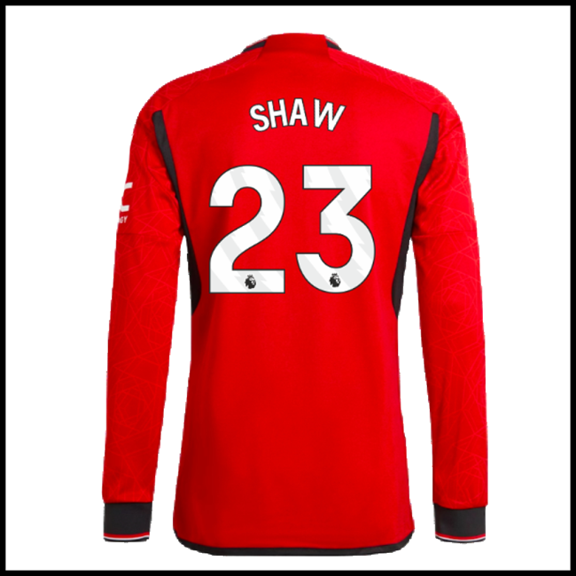 Nogometni Dres Manchester United SHAW #23 Dugim Rukavima Domaći Komplet 2023-2024