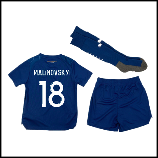 Nogometni Dres Olympique de Marseille Dječji MALINOVSKYI #18 Gostujući Komplet 2023-2024