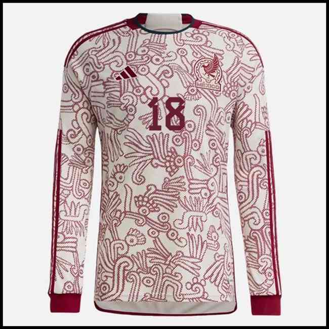 Meksiko A GUARDADO #18 Odjeća,prodaja Nogometni Dres Meksiko A GUARDADO #18 Dugim Rukavima Gostujući Komplet Svjetsko Prvenstvo 2022 oprema