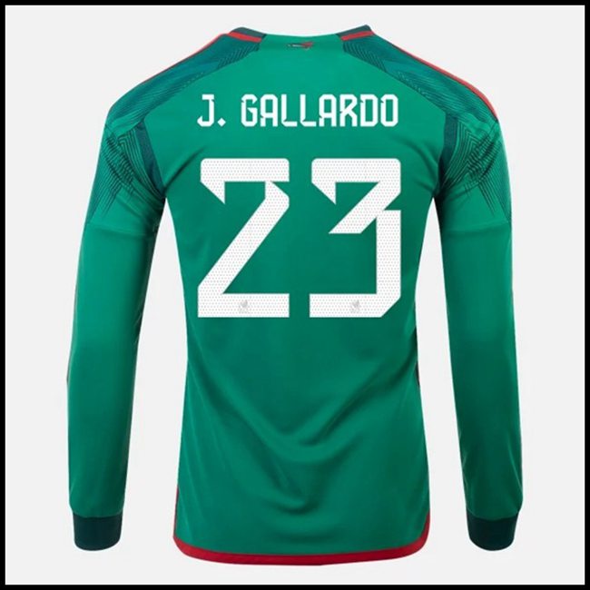 Nogometni Dres Meksiko J GALLARDO #23 Dugim Rukavima Domaći Komplet Svjetsko Prvenstvo 2022
