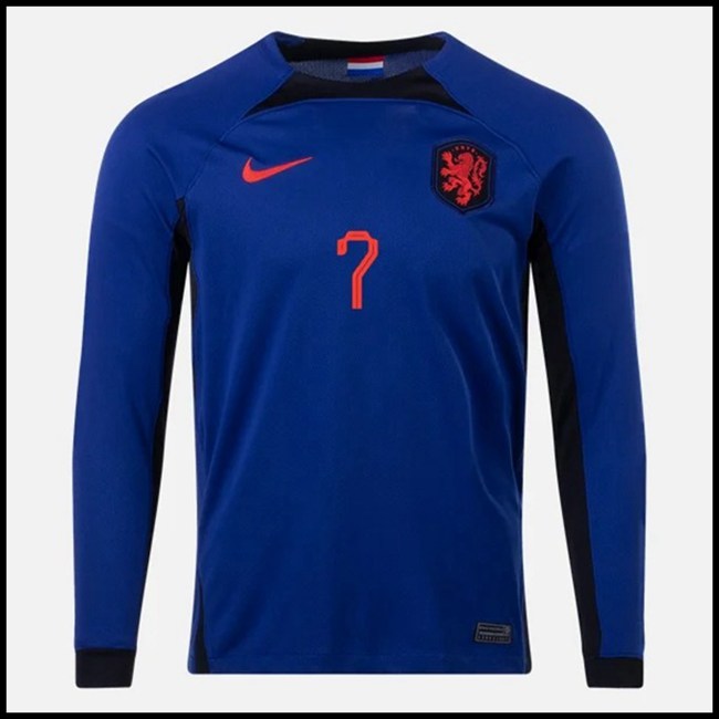 Nizozemska BERGWIJN #7 Odjeća,ponuda Nogometni Dres Nizozemska BERGWIJN #7 Dugim Rukavima Gostujući Komplet Svjetsko Prvenstvo 2022 webshop