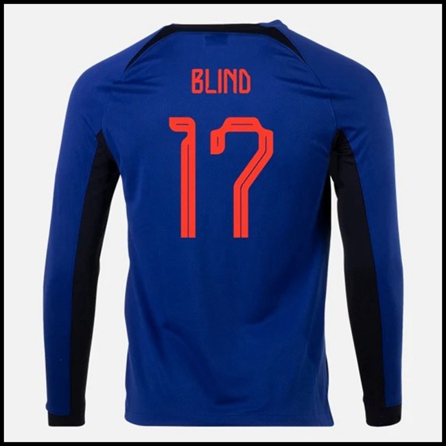 Nogometni Dres Nizozemska BLIND #17 Dugim Rukavima Gostujući Komplet Svjetsko Prvenstvo 2022